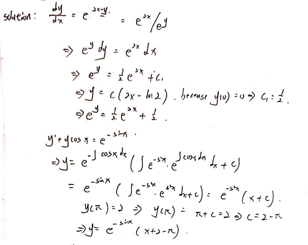 11 Solve The Initial Value Problems A Dy Dx E2x Gauthmath