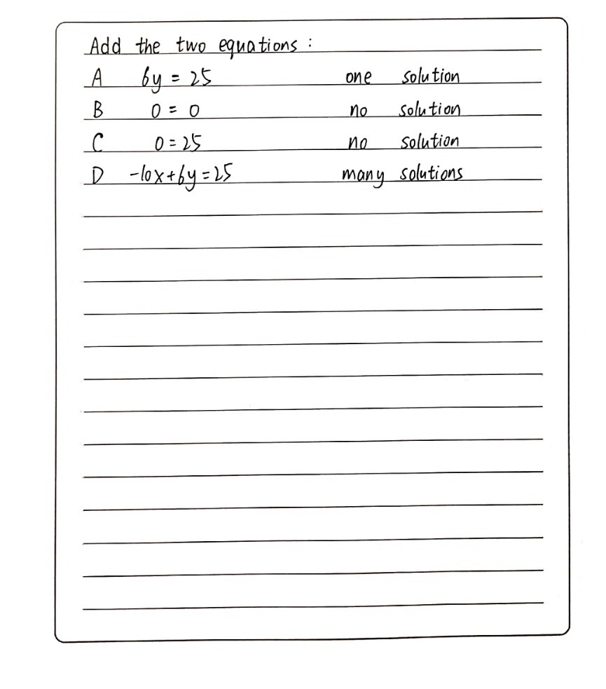 A System Of Two Linear Equations Has Infinitely Ma Gauthmath