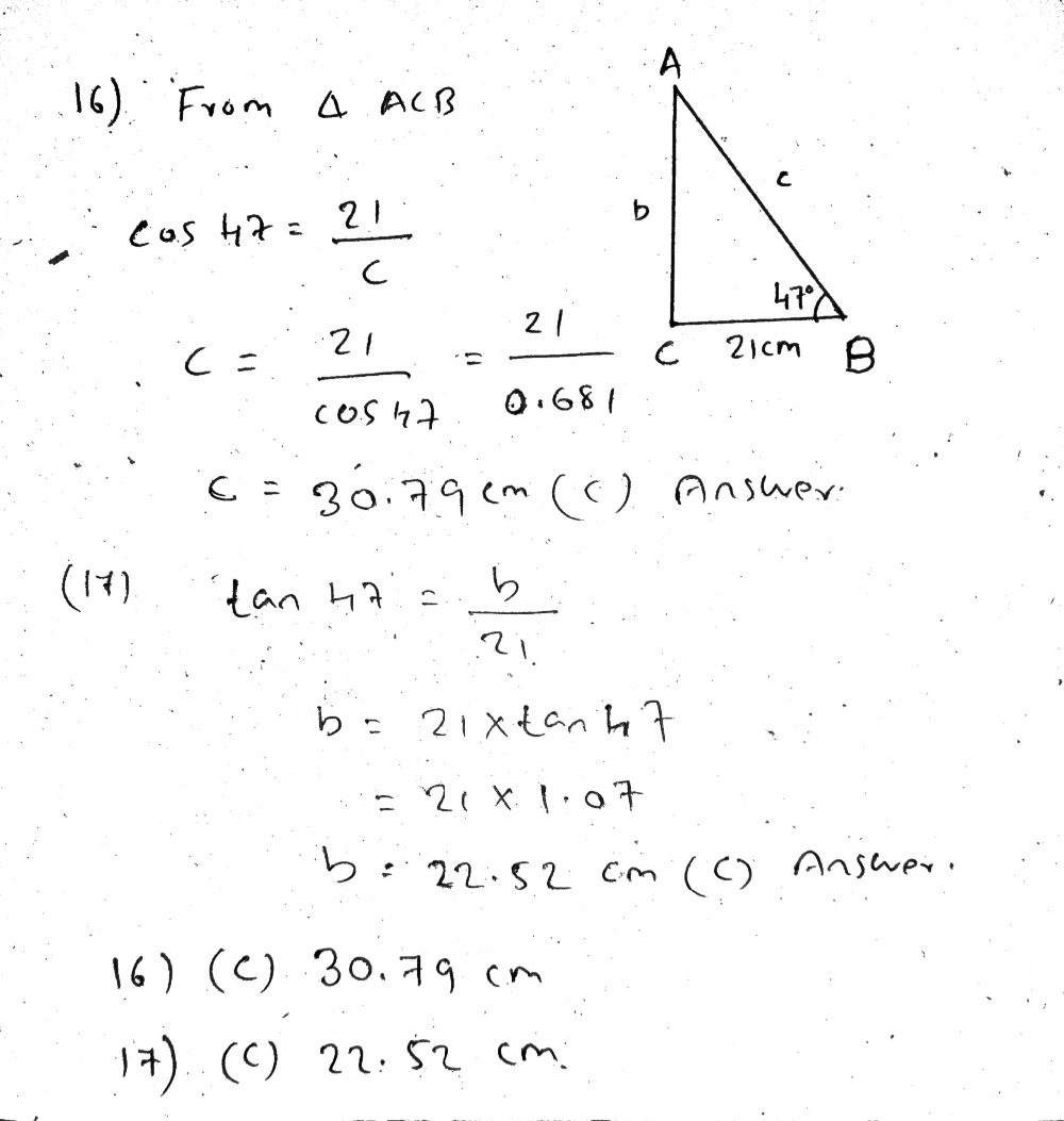 For items 16-17, Triangle ACB is right-angled at C - Gauthmath