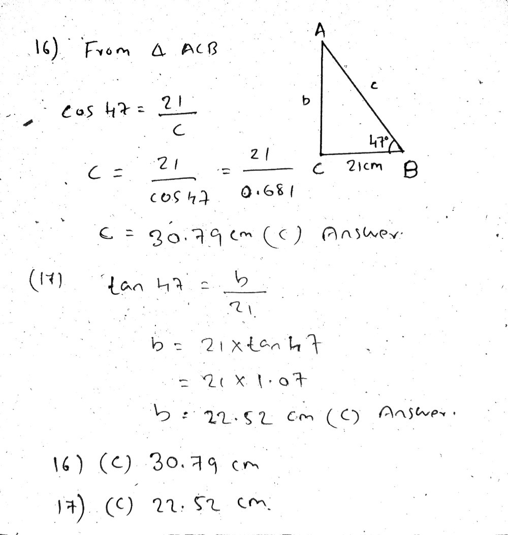 For items 16-17, Triangle ACB is right-angled at C - Gauthmath