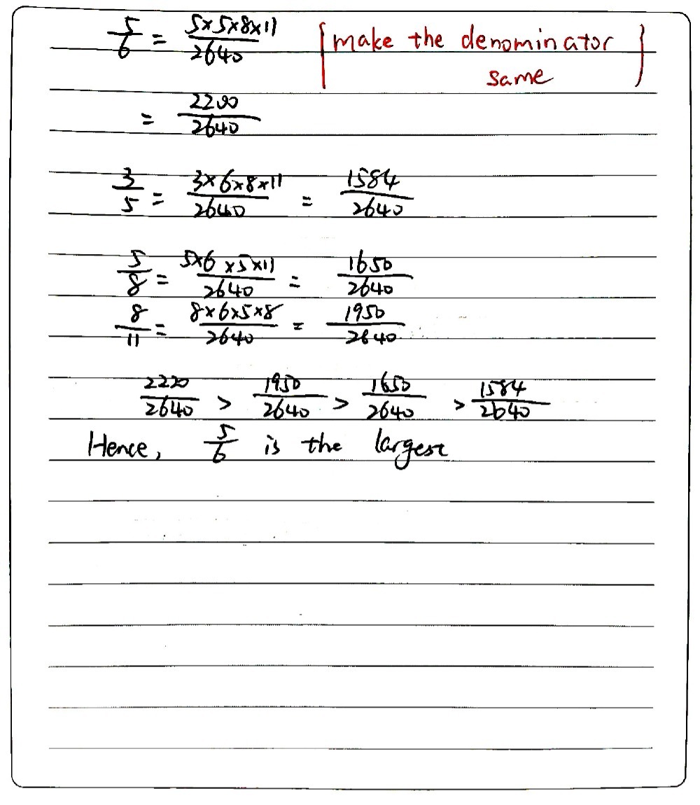 3 Which Is The Largest A 5 6 B S C 5 G D Gauthmath