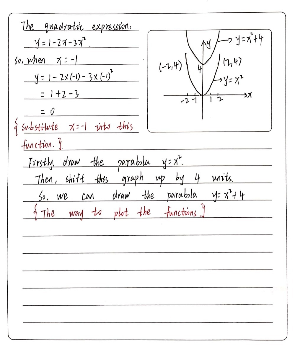 Evaluate The Quadratic Expression Y 1 2x 3x2 Whe Gauthmath