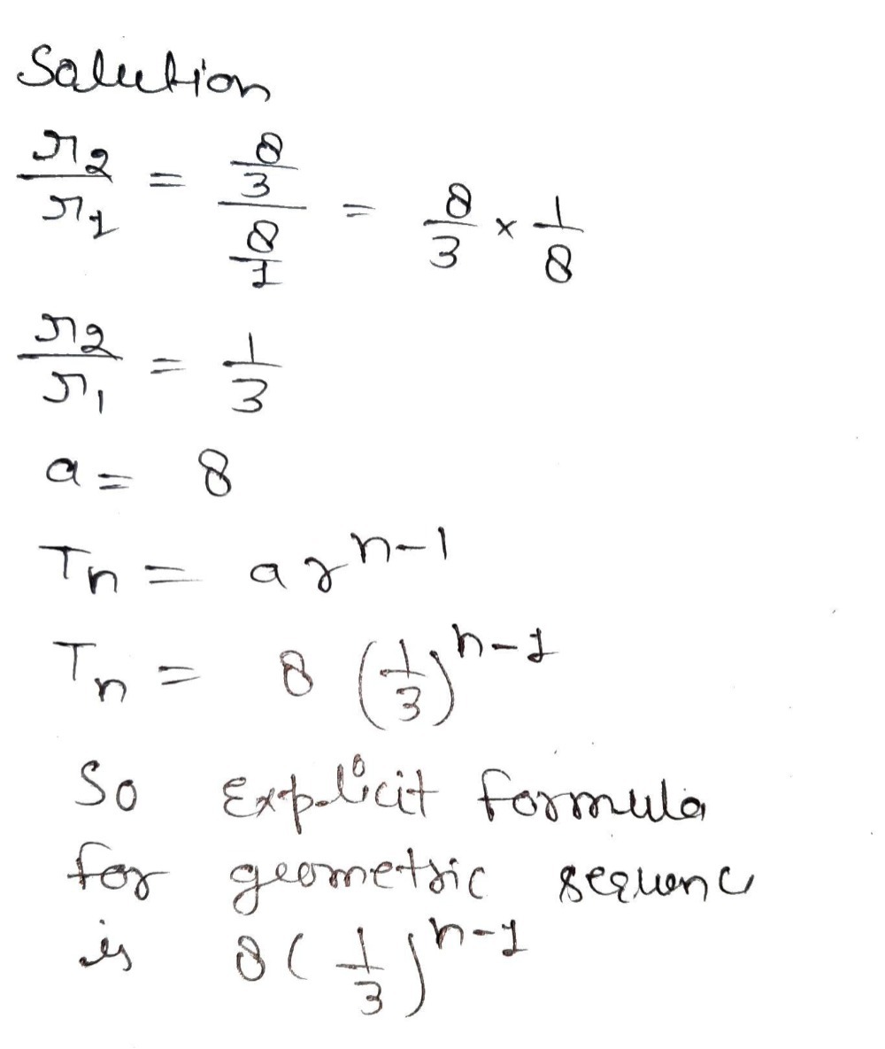 Find An Explicit Formula For The Geometric Sequenc Gauthmath