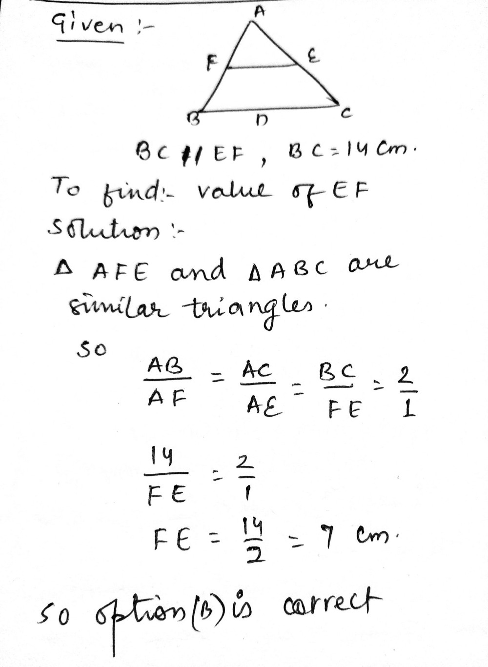 In Triangle Abc The Midpoints Of Ab Ca Are F Gauthmath