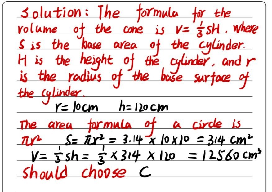 B V L W H D V W L W 5 A Cone Has A Radius Gauthmath