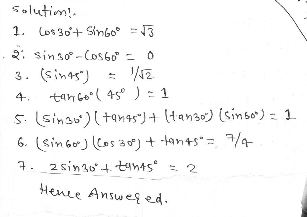 1 Cos 30 Underline Square Root Of 3 2 Si Gauthmath