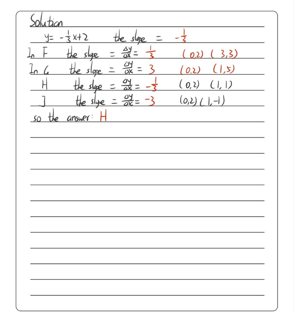 12 Which Best Represents The Line Y 1 3 X 2 Gauthmath