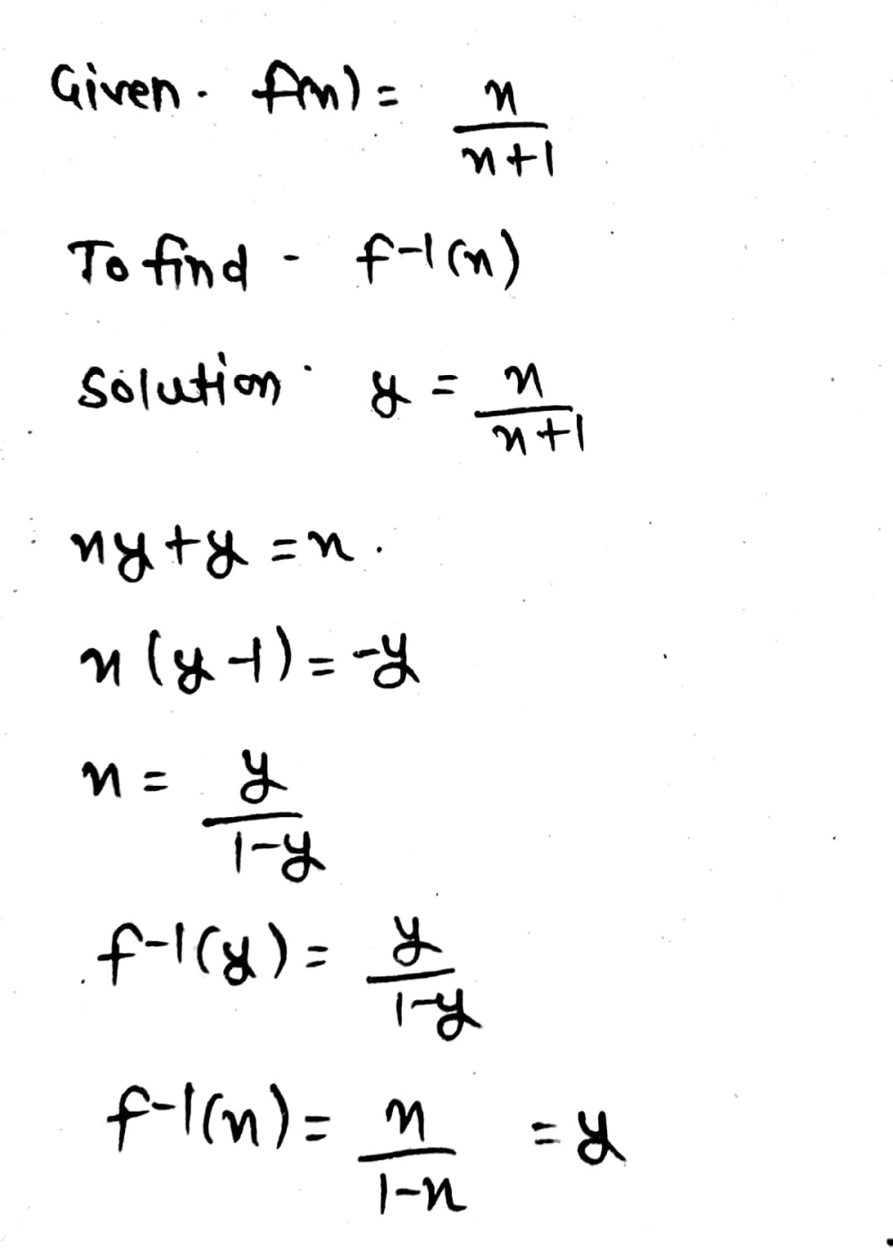 If Fx X X 1 Then Its Inverse F 1x Has An Equa Gauthmath