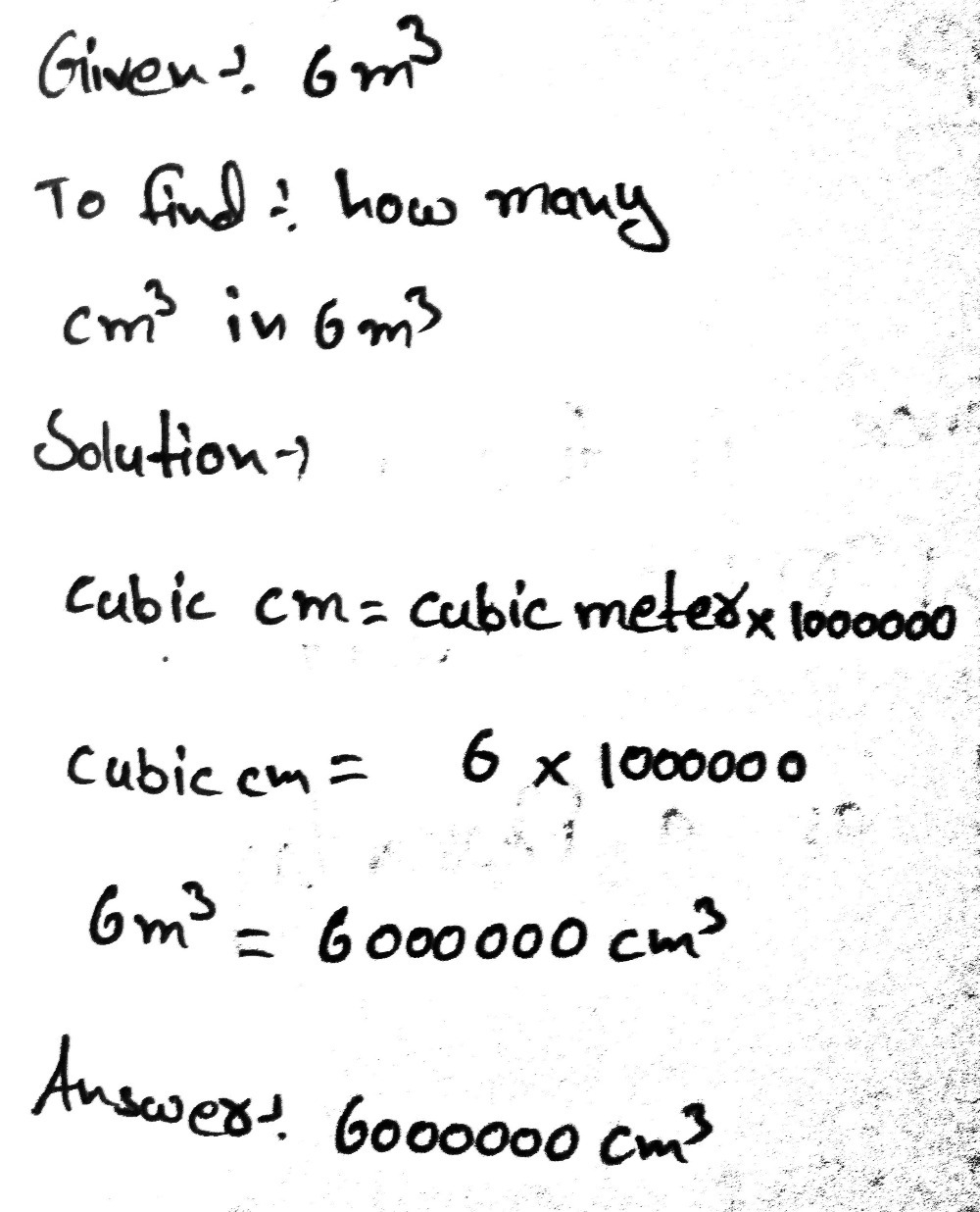 2how Many Cm3 In 6m3 2 1m3 1000l 1l 1000ml 1 Ml Gauthmath