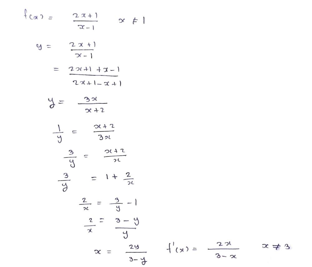 If Fx 2x 1 X 1 eq 1 Then F 1x Equals To Gauthmath