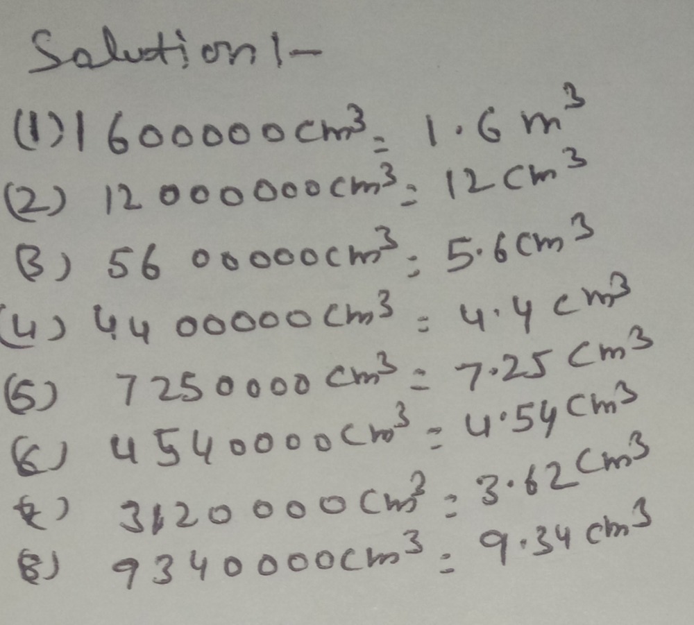 Convert To Cubic Meters 1 1 600 000 Cm3 M3 2 Gauthmath