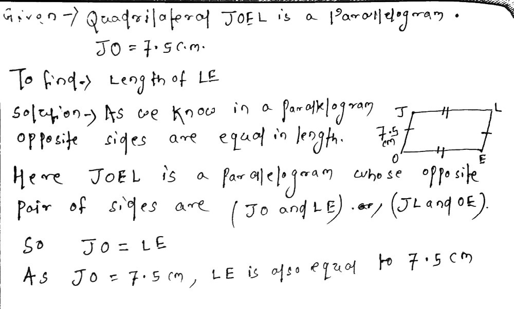 A Angle L Quadrilateral Joel Is A Parallelogram Gauthmath