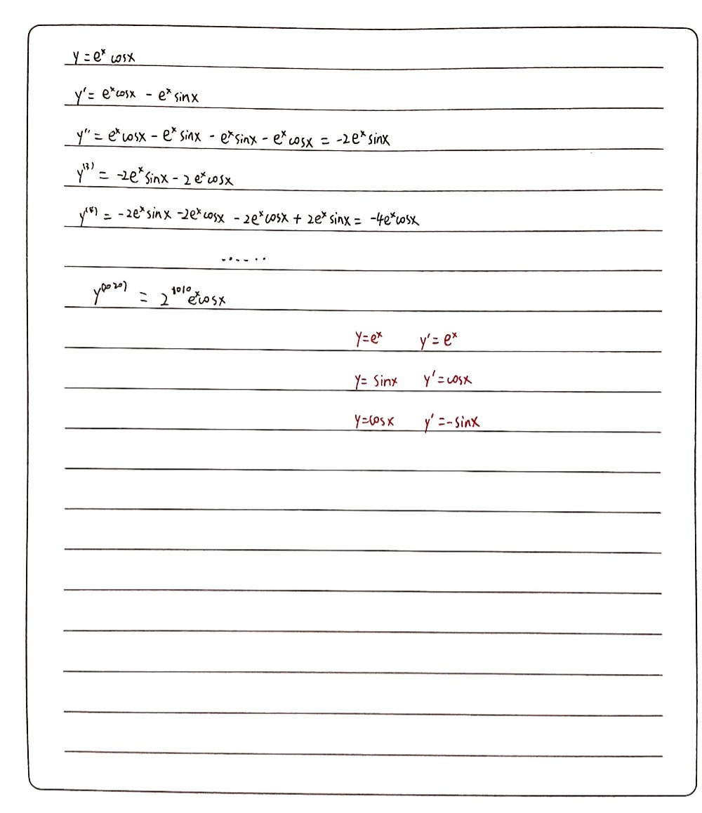 Compute The th Derivative Of Y Excos X e Gauthmath Compute The th Derivative Of Y Excos X e Gauthmath