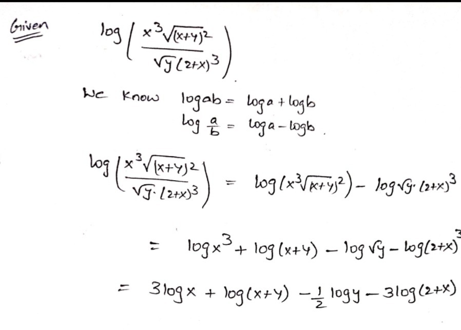 Expand The Following Log Fracx Square Root Of 3 Gauthmath