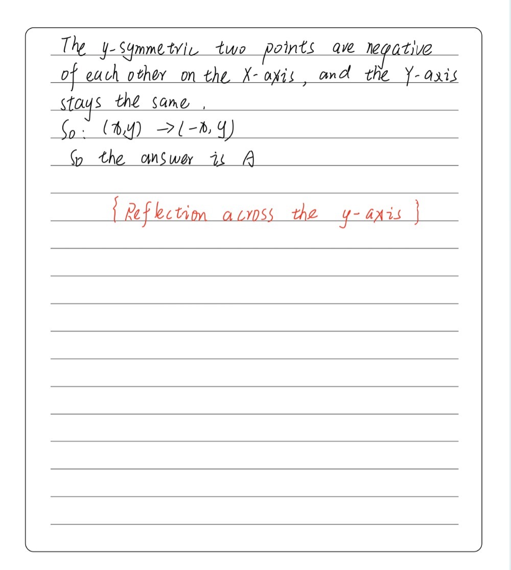12 In A Reflection Across The Y Axis The Gauthmath
