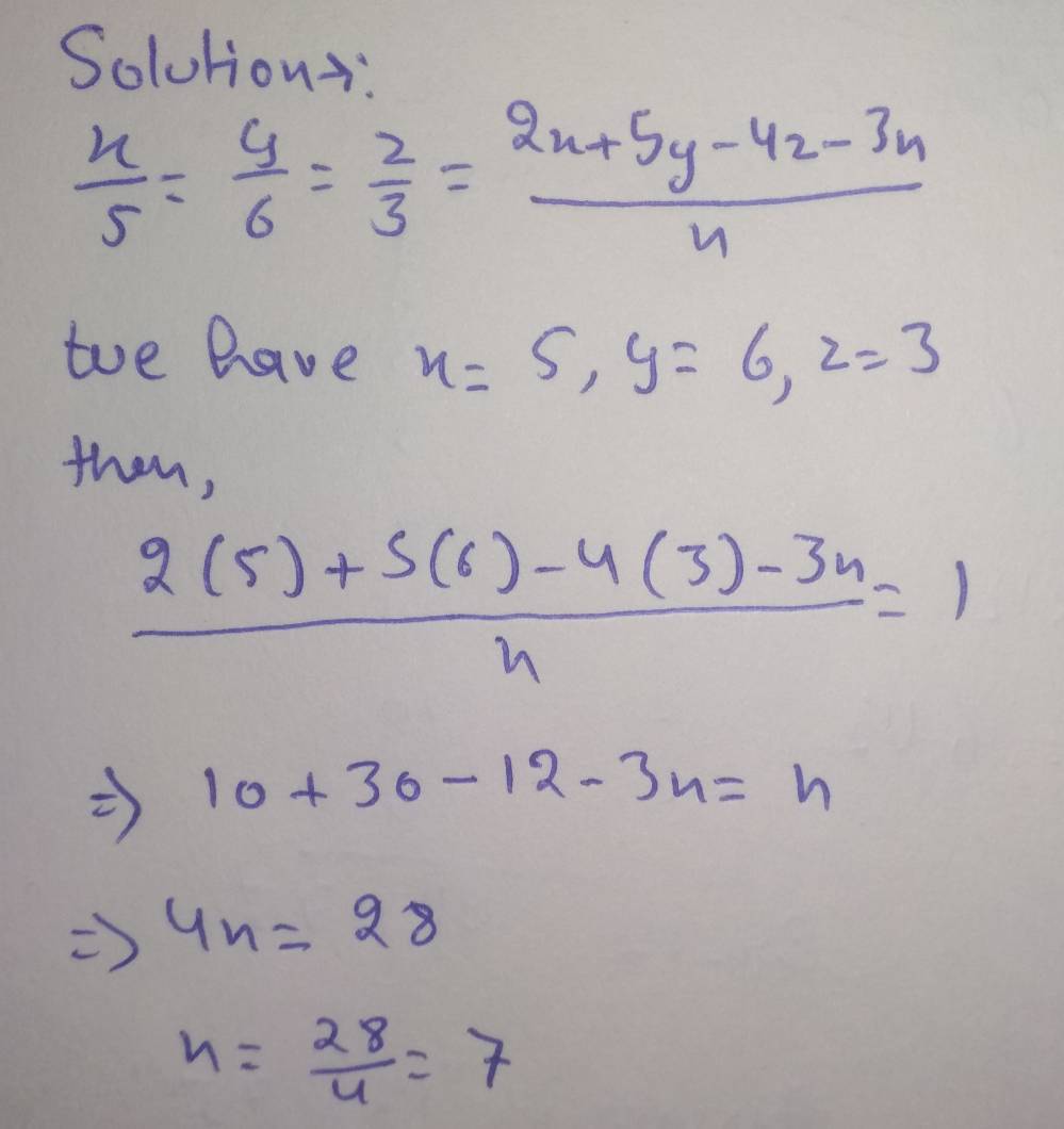 Find The Value Of N If X 5 Y 6 Z 3 2x 5y 4z Gauthmath