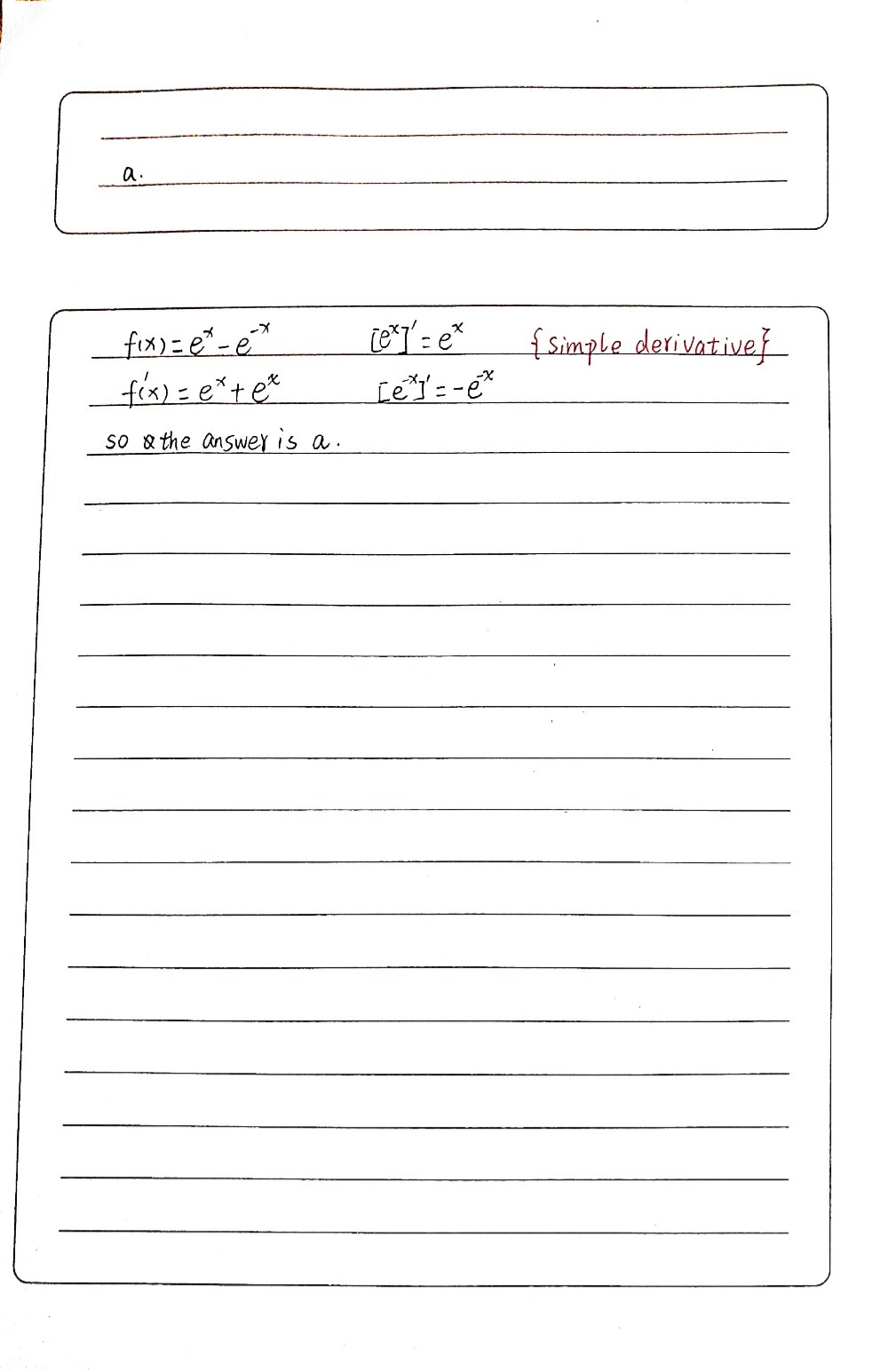 Determine The Derivatives Of Fx Ex E X Select One Gauthmath