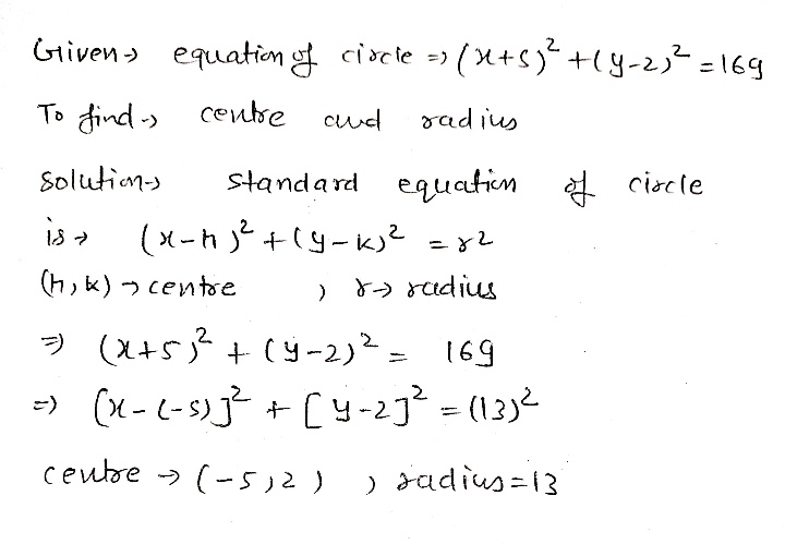 A Circle Is Represented By The Equation X 52 Y Gauthmath