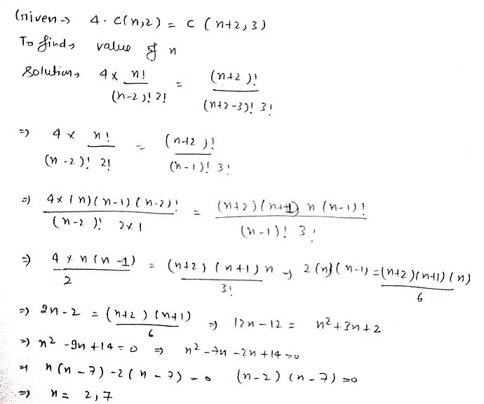 Example 7 Find N When 4 Cn 2 Cn 2 3 Solution Gauthmath