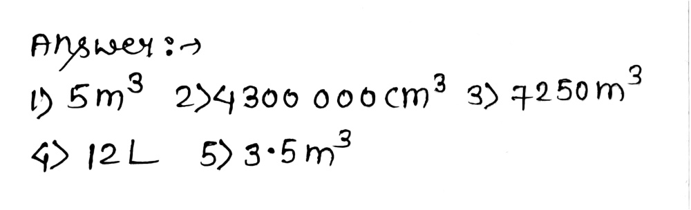 000 Cm3 1 L 1 000 L 1 M3 To Convert The Cubic Unit Gauthmath