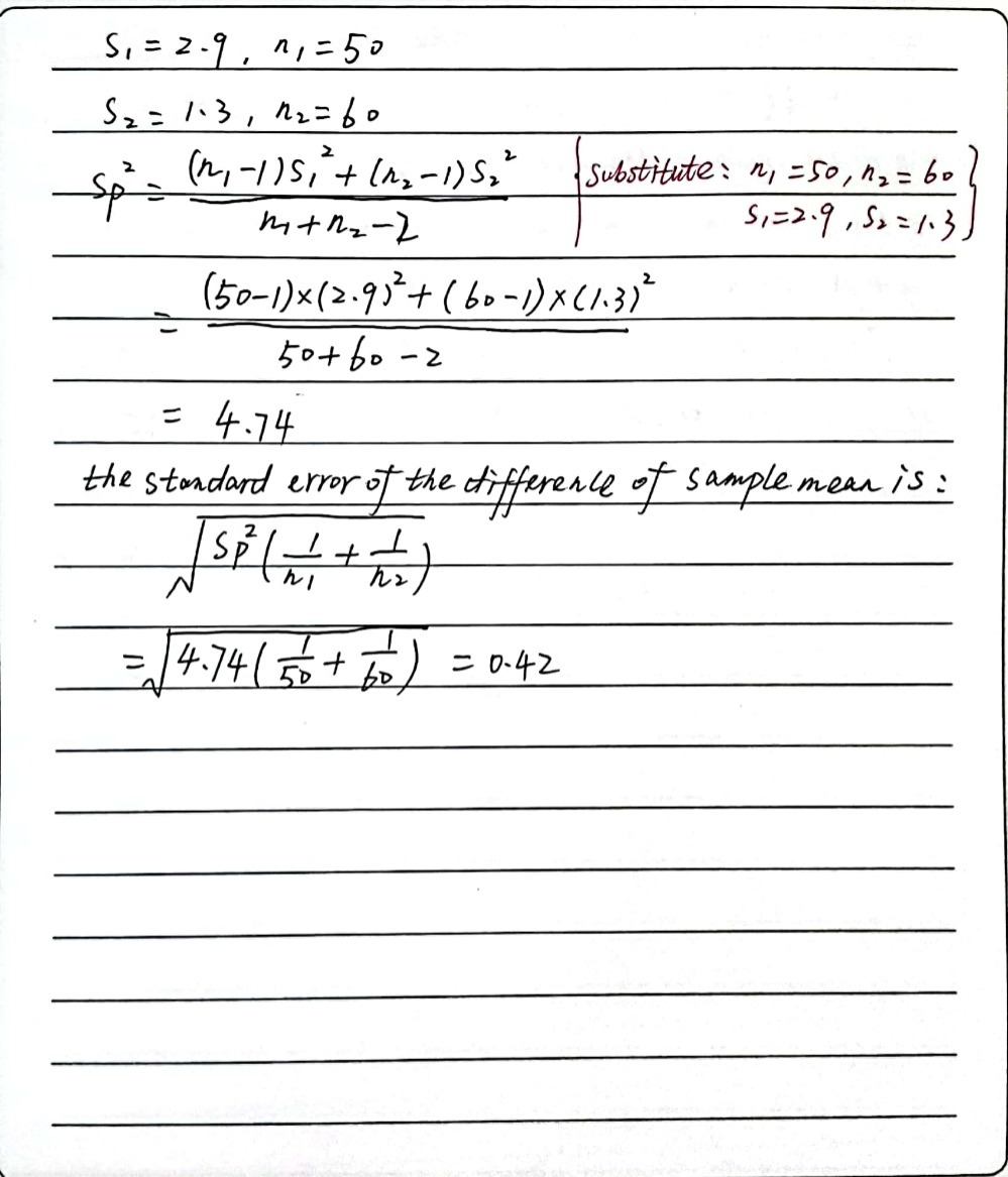 what is the standard error of the sample mean commuting time