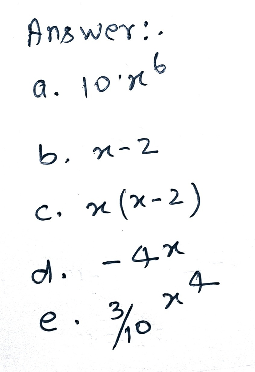 A 5x2 2x4 Underline B 3 2x X 5 C X2 Xx 3 X2 X Gauthmath
