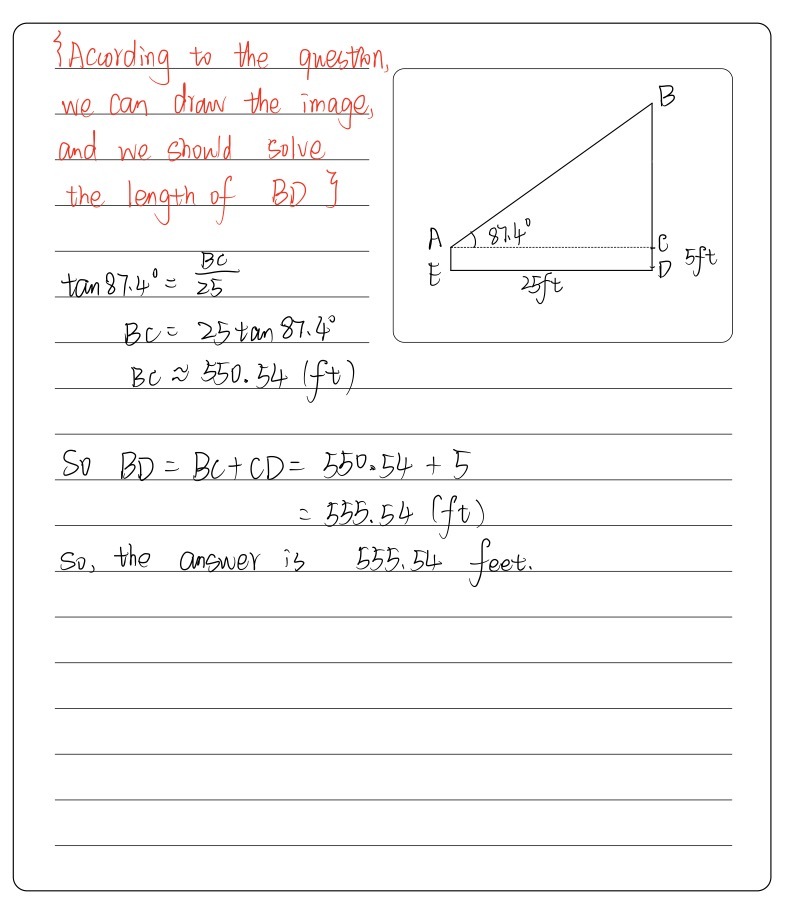 Monument Math Solved: An inquisitive math student is standing 25 feet from the base ...