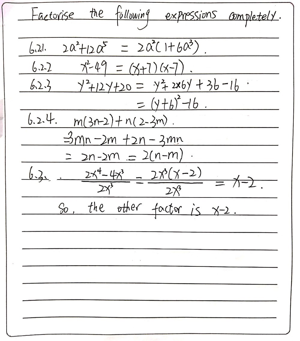 2 Factorise The Following Expressions Complete Gauthmath