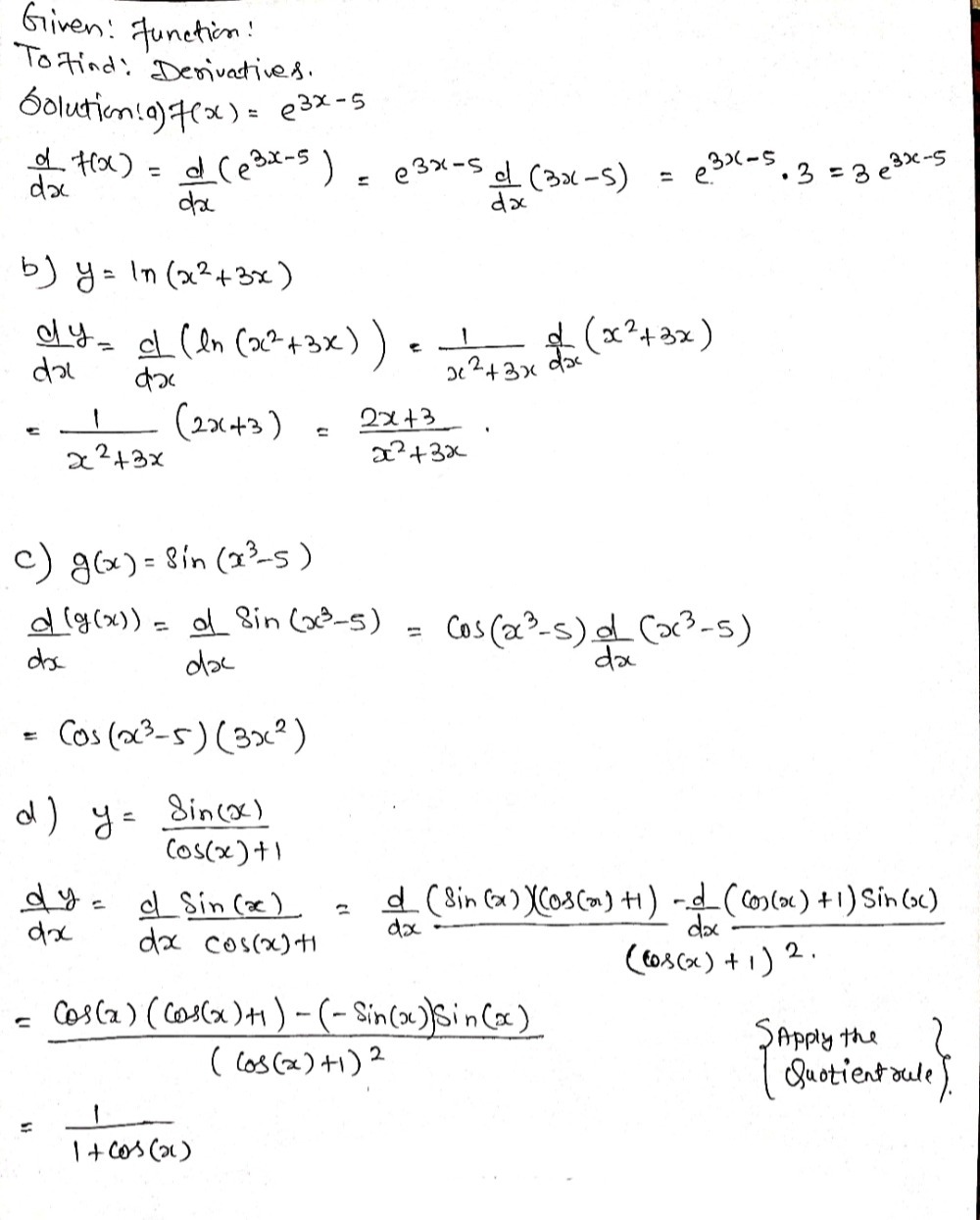 Determine The Derivative Of Each Function And Sim Gauthmath