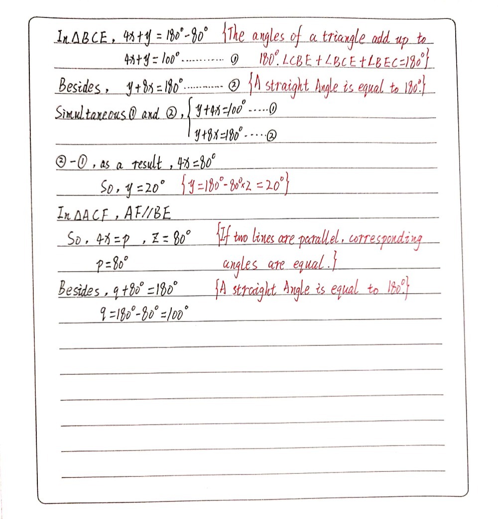 Solved: In ACF, AF||BE. Calculate, with reasons, the sizes of all ...