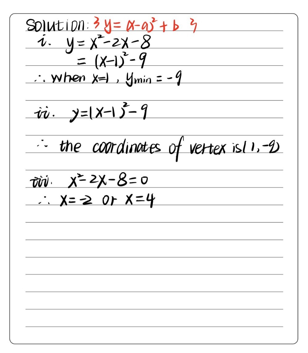 A Below Is A Graph Of Y X2 2x 8 I Find The Gauthmath