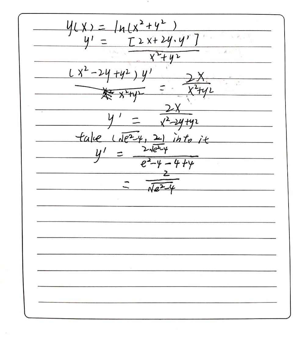 1 Point Let Y Ln X2 Y2 Determine The Derivative Gauthmath