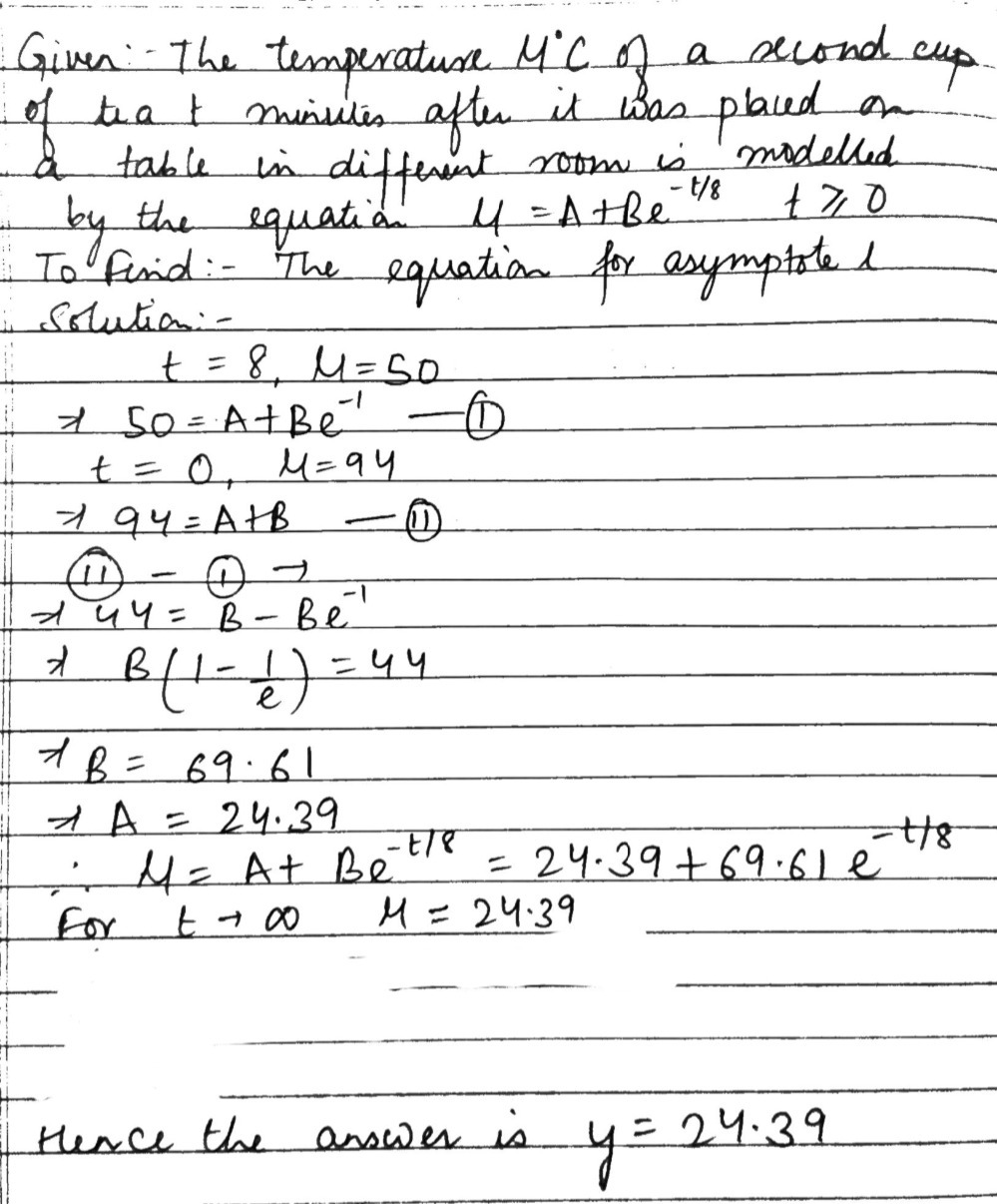 The Temperature Mu C Of A Second Cup Of Te Gauthmath