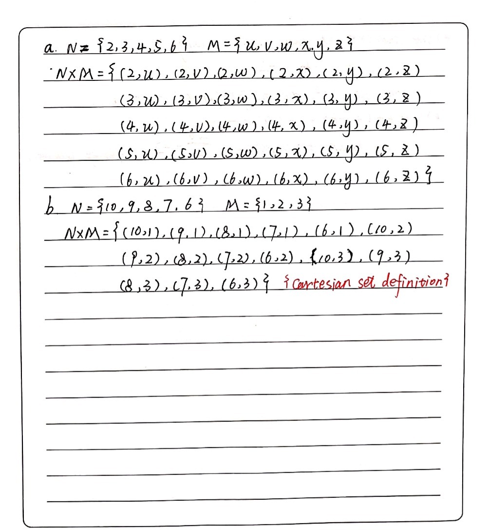 1 Find The Cartesian Product Of Set N And Set M Gauthmath