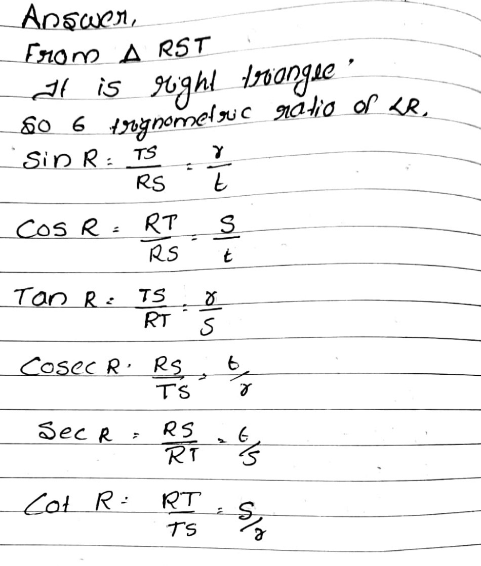 What Is R And R In Triangle Solved: Activity 1: A. Given: Right Triangle RST Define the six ...