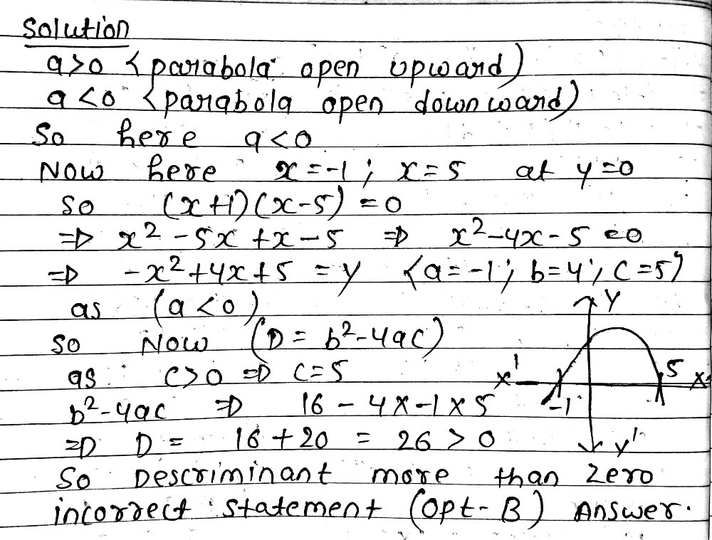 Y Ax2 Bx C Choose The Incorrect Statement Conside Gauthmath