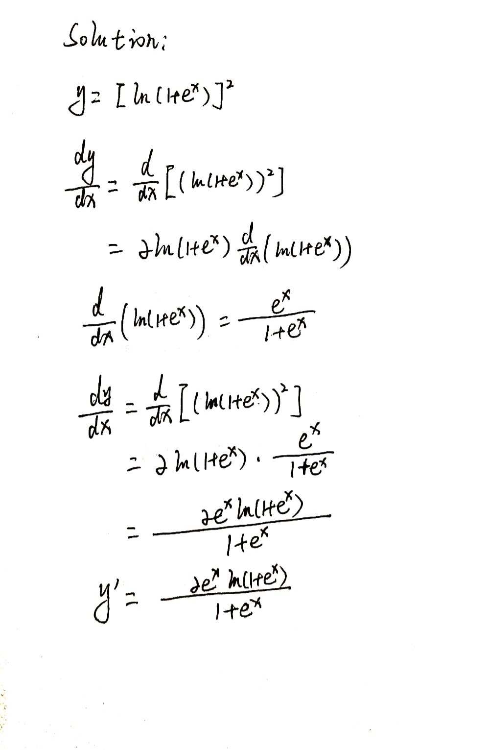 The Derivative Of Y Ln 1 Ex 2 Is Gauthmath