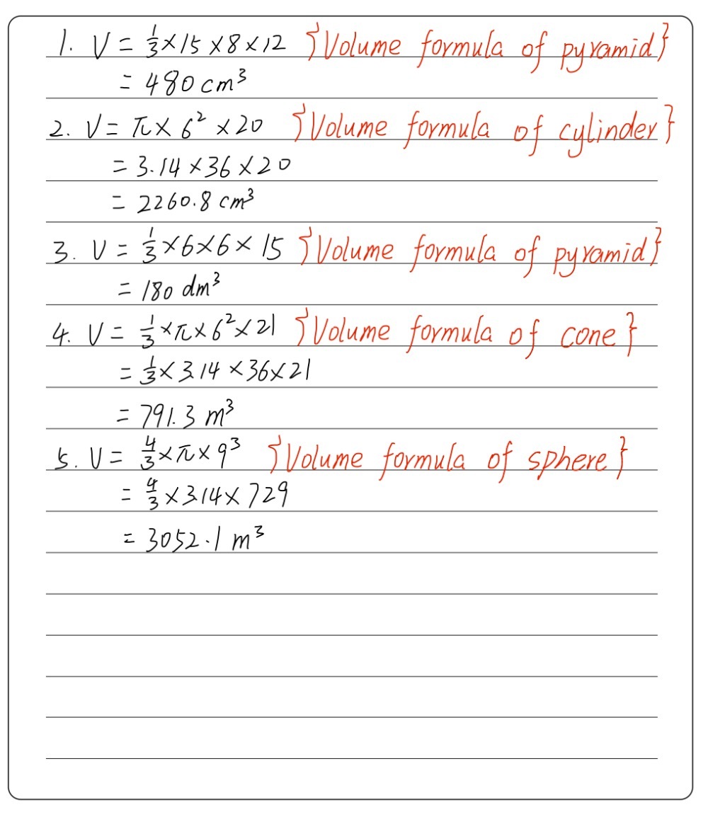 Find The Volume Of The Following Solid Figures Wr Gauthmath