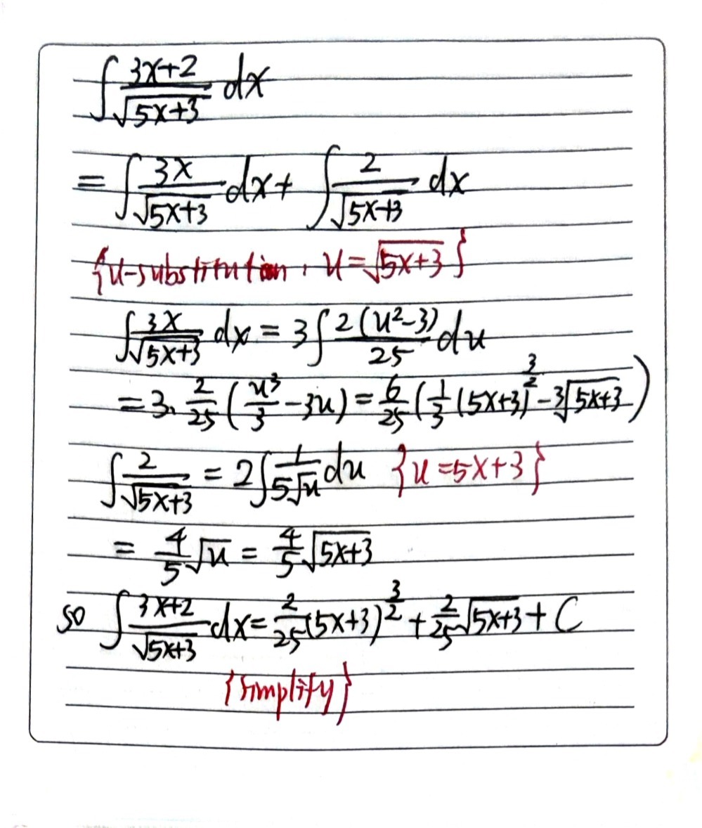 T Frac 3x 2 Square Root Of 5x 3dx Gauthmath