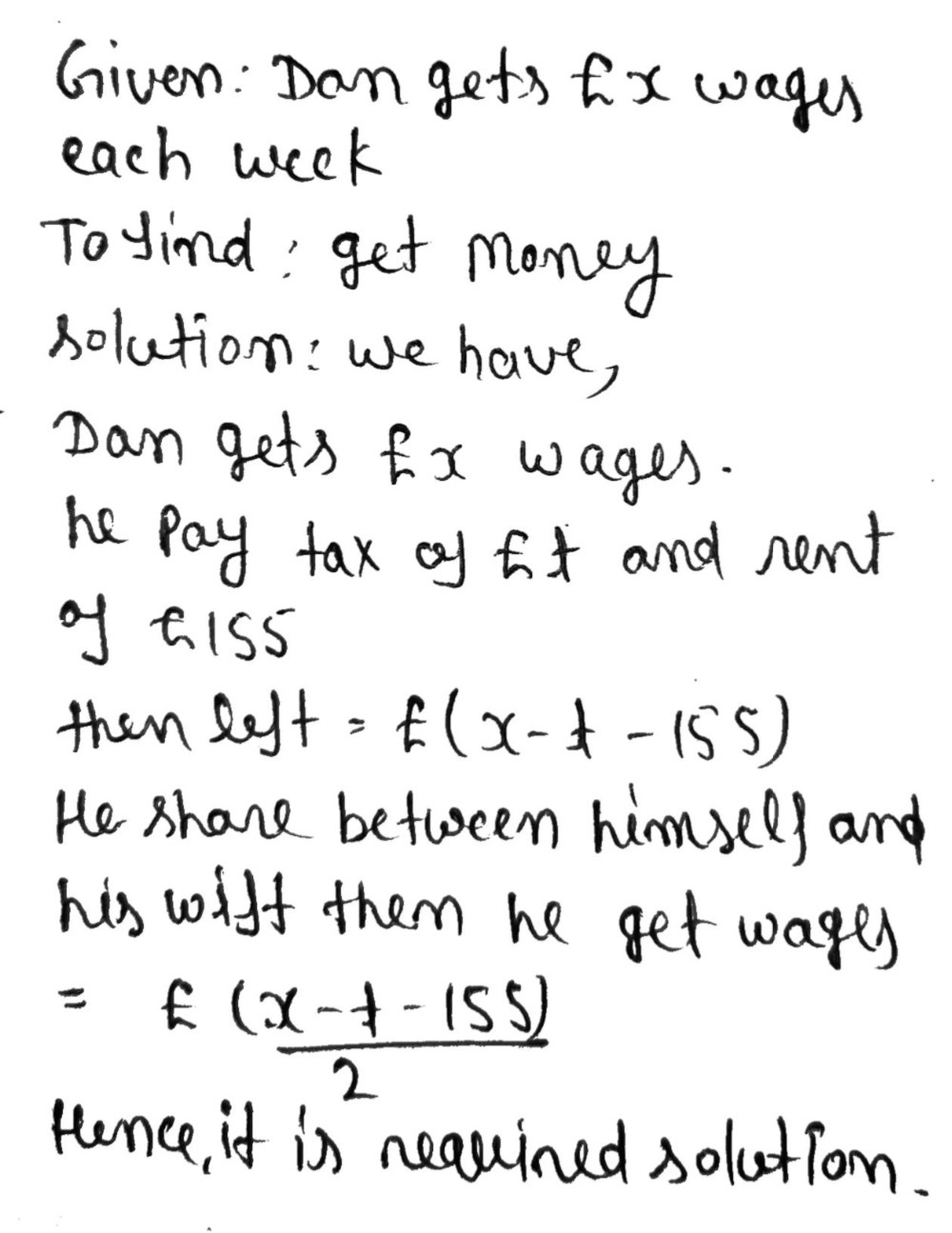 2 O 4d G 0 Dan Gets X Wages Each Wee Gauthmath 2 O 4d G 0 Dan Gets X Wages Each Wee Gauthmath