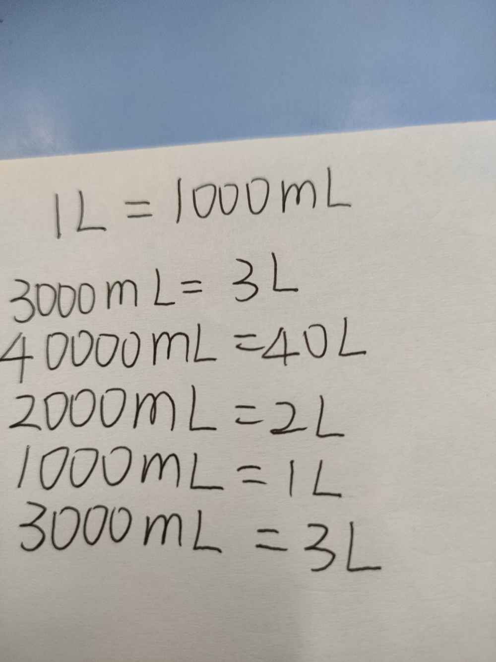 Convert Milliliters To Liters 3000 Ml Underline Gauthmath