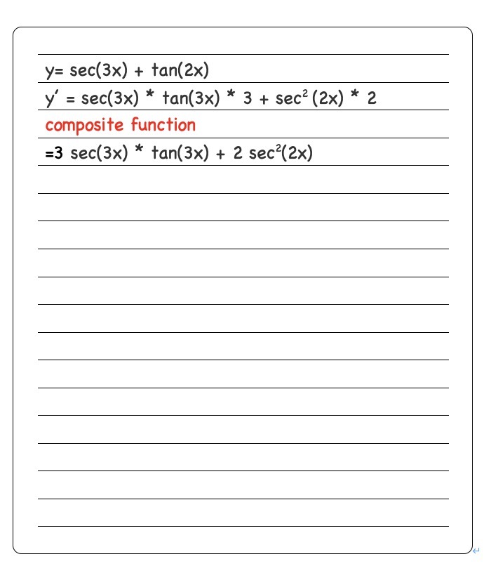 Find Derivative Of Sec3x Tan 2x With Respect To X Gauthmath