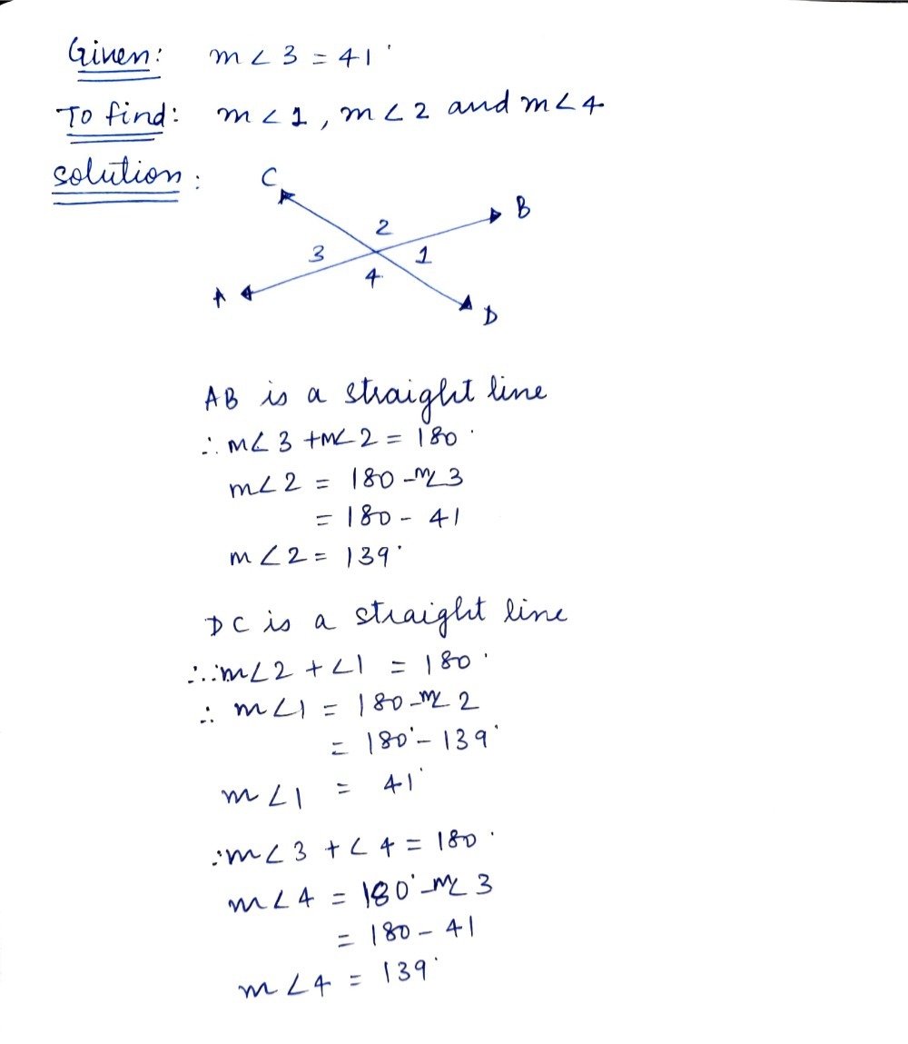 Solved: Finding angle measures given two intersecting lines In the ...