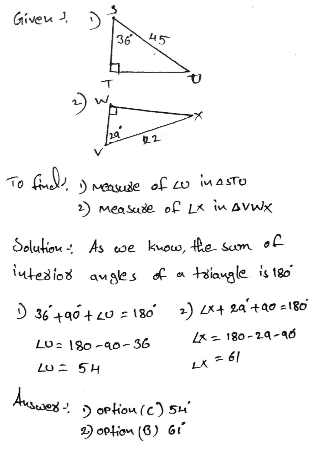 19 What Is The Measure Of Angle U In Delta Stu Gauthmath
