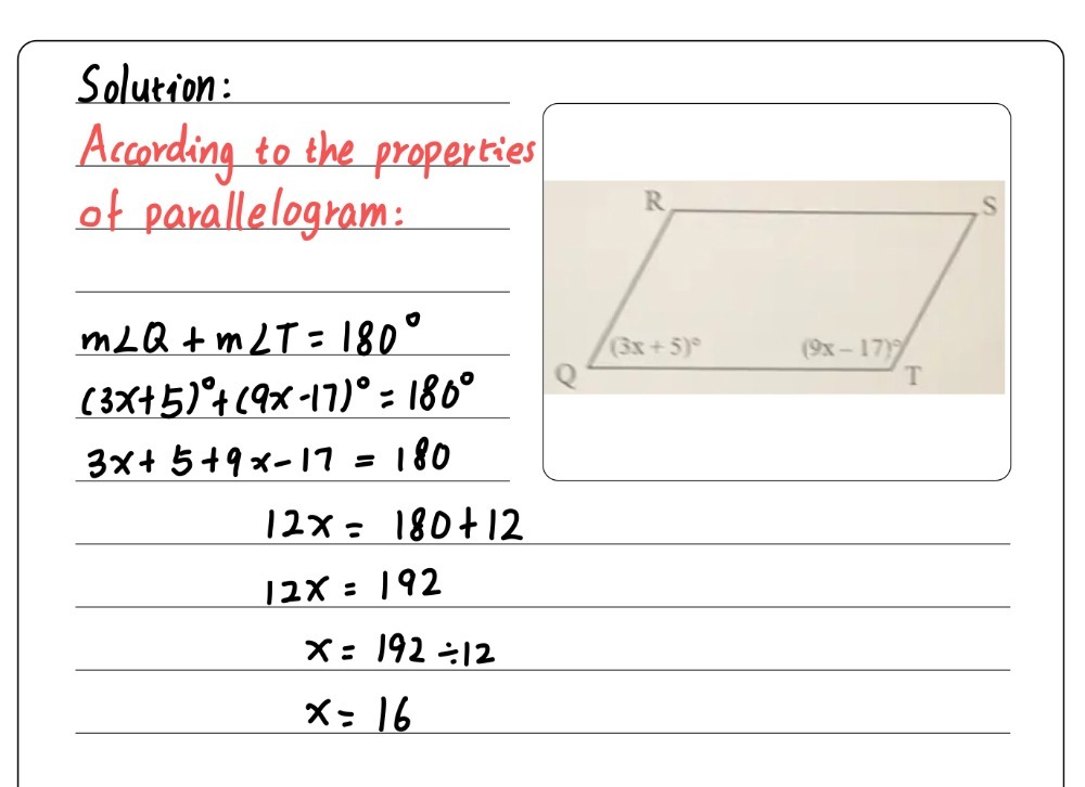 Quadrilateral Qrst Is A Parallelogram Solve For X Gauthmath