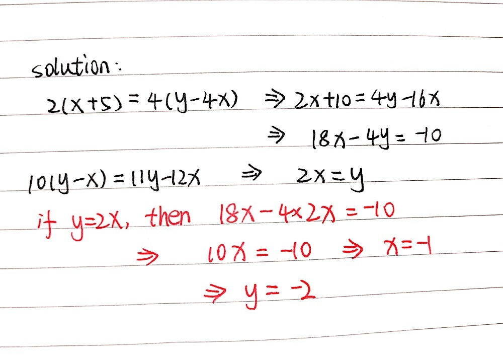 2x 5 4y 4 X 10y X 11 Y 12 X Gauthmath