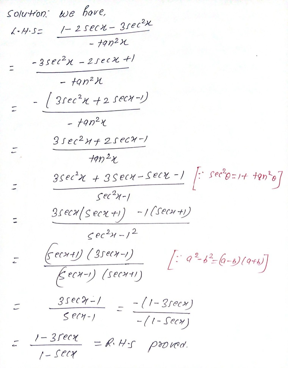 Prove The Identity 11 Frac 1 2 Sin X 3sec 2 X Tan Gauthmath