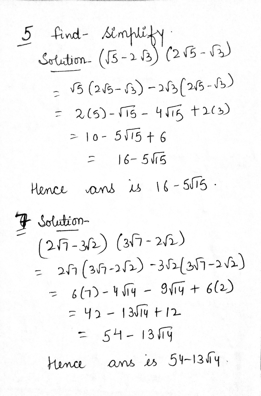 3 2 Square Root Of 5 Square Root Of 62 Square Gauthmath