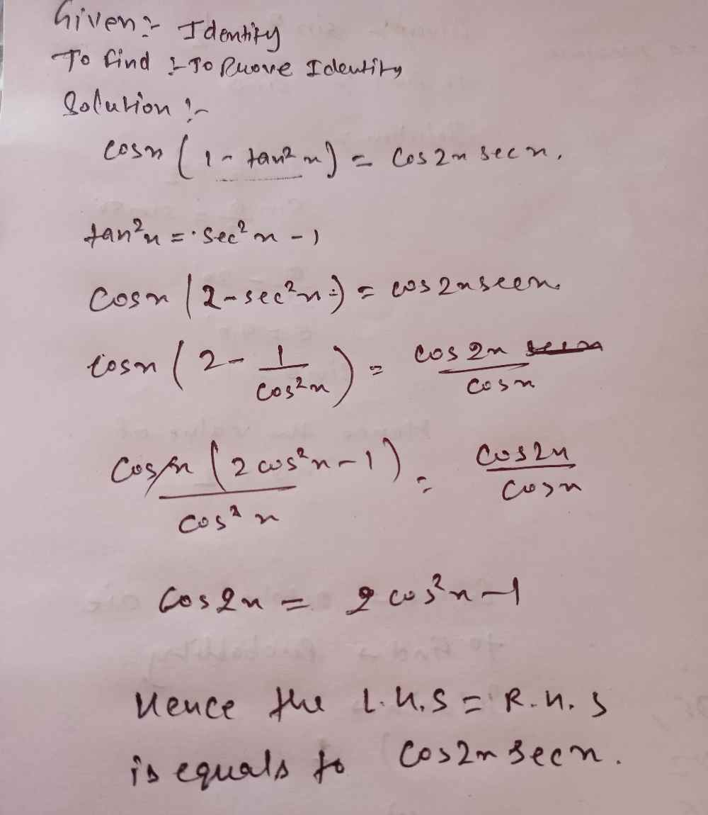 Prove The Following Identities 10 Cos X 1 Tan Gauthmath