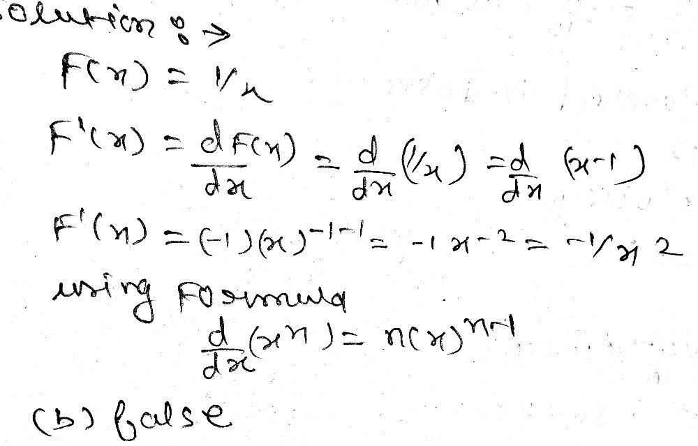 Question 5 Let Fx 1 X Then F X X2 True False Gauthmath